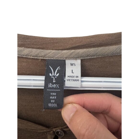 Ibex brown long sleeve wool blend sweater size L - Picture 4 of 4